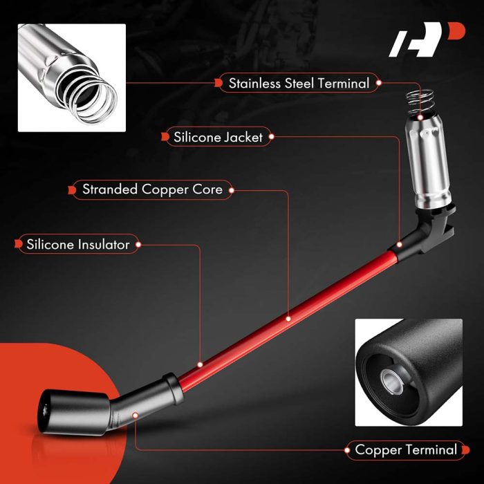 High Heat Spark Plug Ignition Wires For 2007-2013 Chevrolet Avalanche GMC Sierra Cadillac Escalade 1999-2018 - Image 2