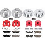 Front & Rear Brake Pad Rotor Caliper Kit For 2003 2004 2005 2006 Jeep Wrangler