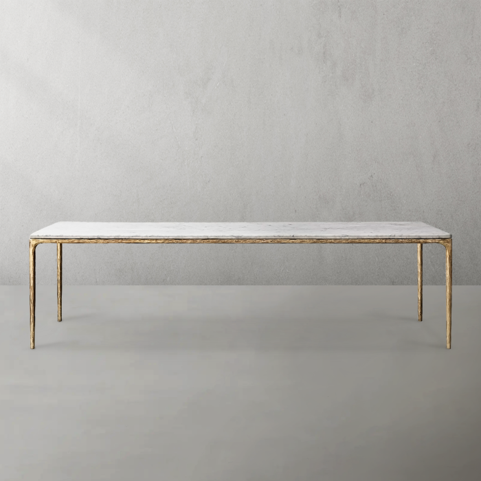 Thaddeus Metal Marble Rectangular Dining Table Hand-Forged Kitchen Table - Image 14