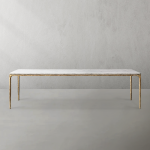 Thaddeus Metal Marble Rectangular Dining Table Hand-Forged Kitchen Table