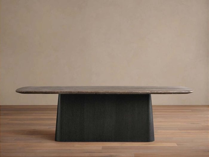 Saint Germain Stone Dining Table with Natural Stone Marble Wood Toulouse Base - Image 12