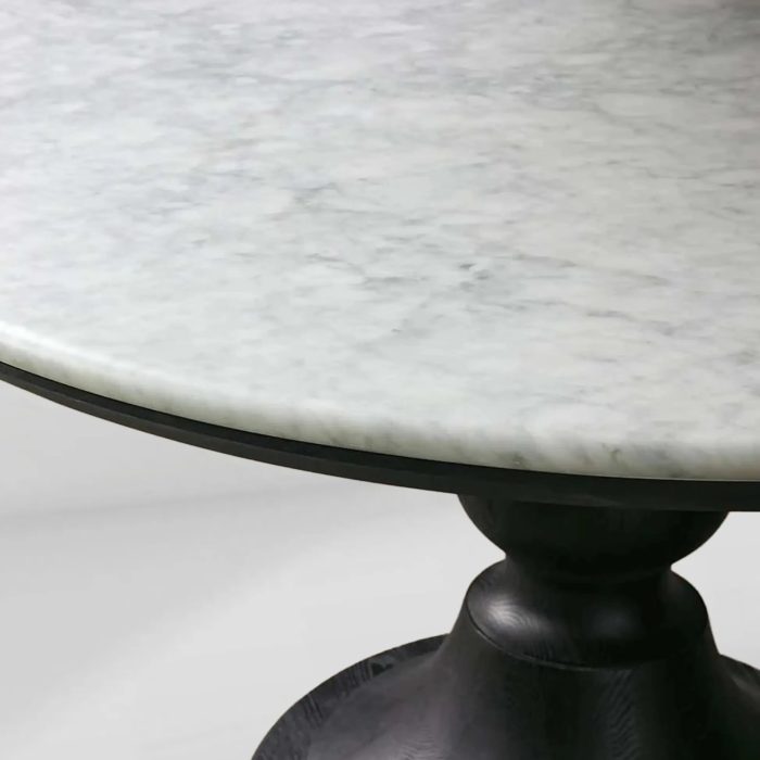Amelia Dining Table with Marble Top & Wood Curved Base Natural Stone Dining Table - Image 2
