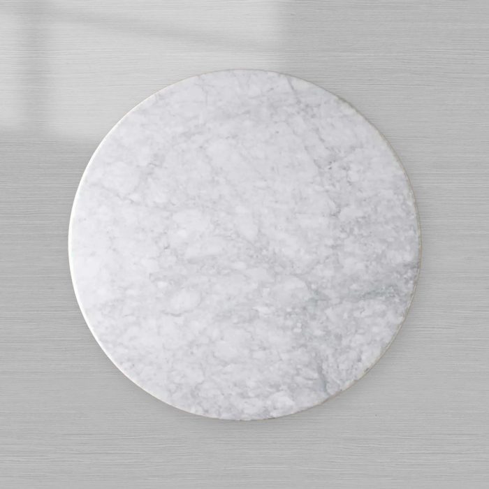 Amelia Dining Table with Marble Top & Wood Curved Base Natural Stone Dining Table - Image 3