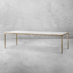 Thaddeus Metal Marble Rectangular Dining Table Hand-Forged Kitchen Table - Image 2