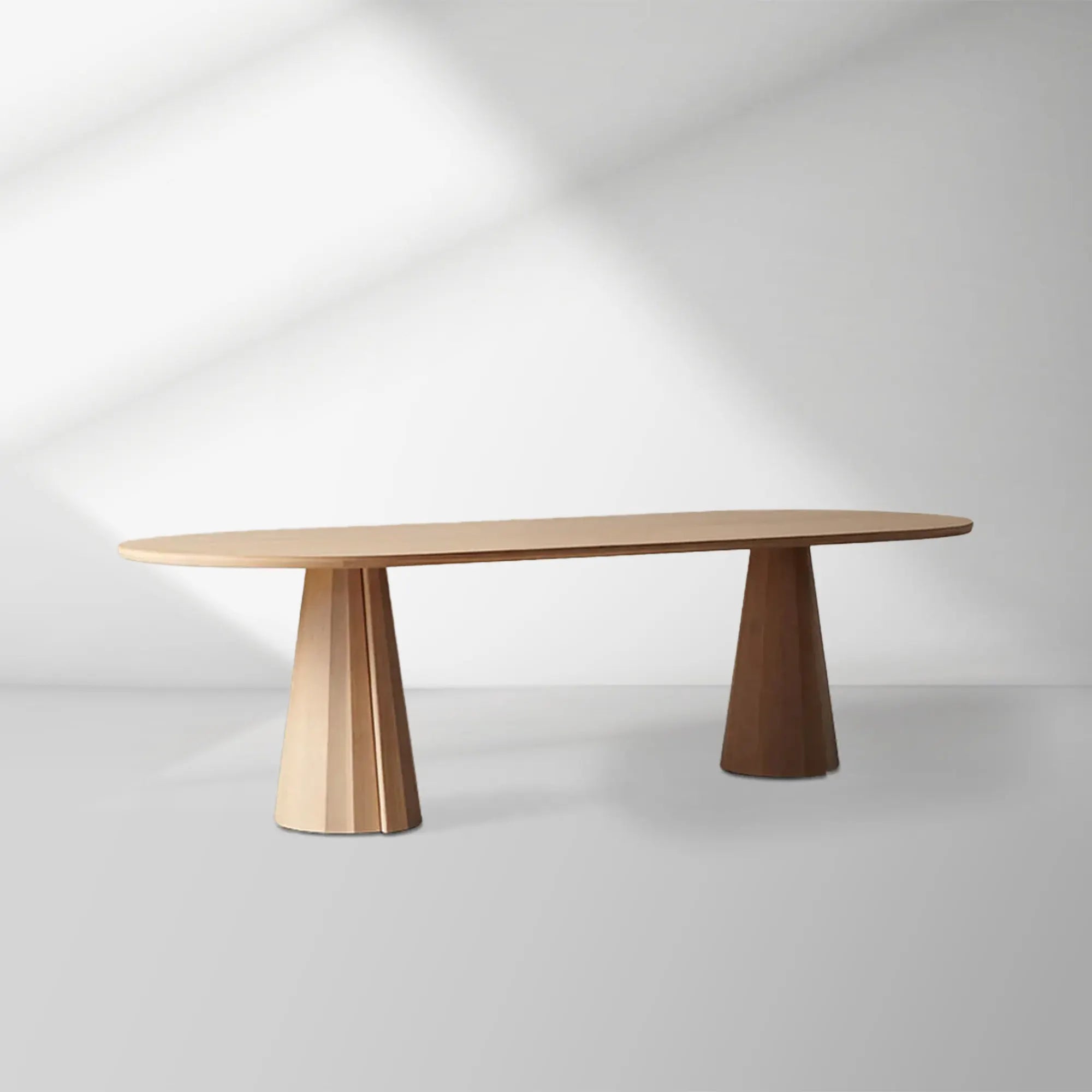 2000x2000_20250912_22_1_3b3ff582-e63f-4ad8-ae5b-d86acb6855b0.jpg Brank Wood Oval Dining Table With Faceted Cone Base - Image 1