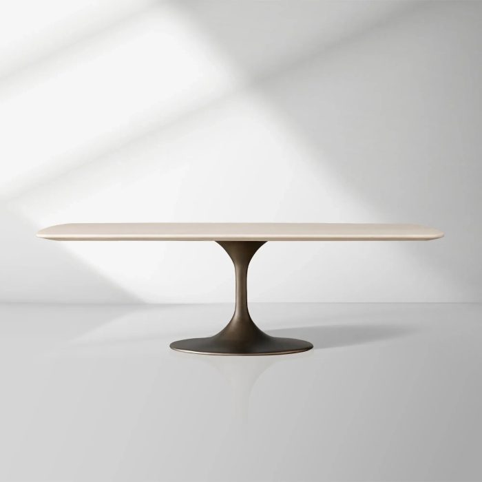 Aero Marble Stone Top Dining Table with Launette Steel Base Luxury Tulip Dining Table - Image 5