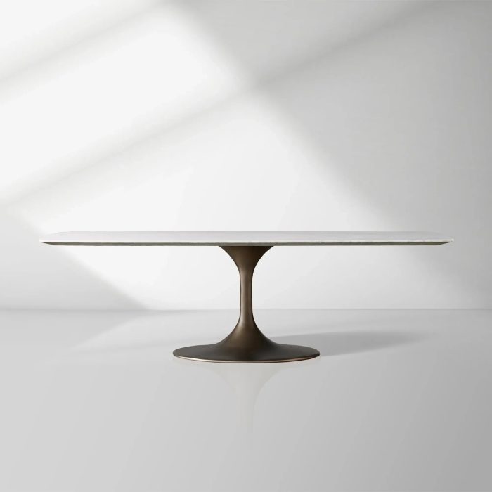 Aero Marble Stone Top Dining Table with Launette Steel Base Luxury Tulip Dining Table - Image 6