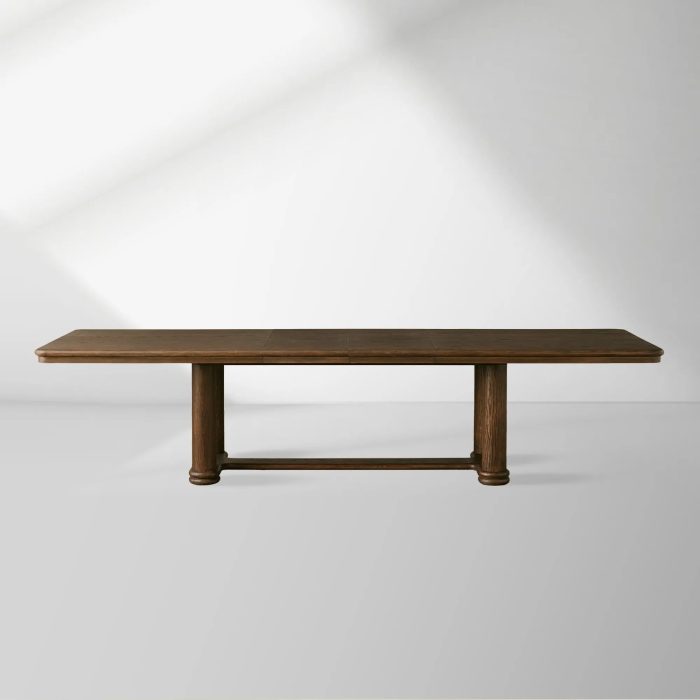 Warby Extension Dining Table with Solid Oak Wood Rectangular  Two 18" Leaves Mocha Finish - Image 2