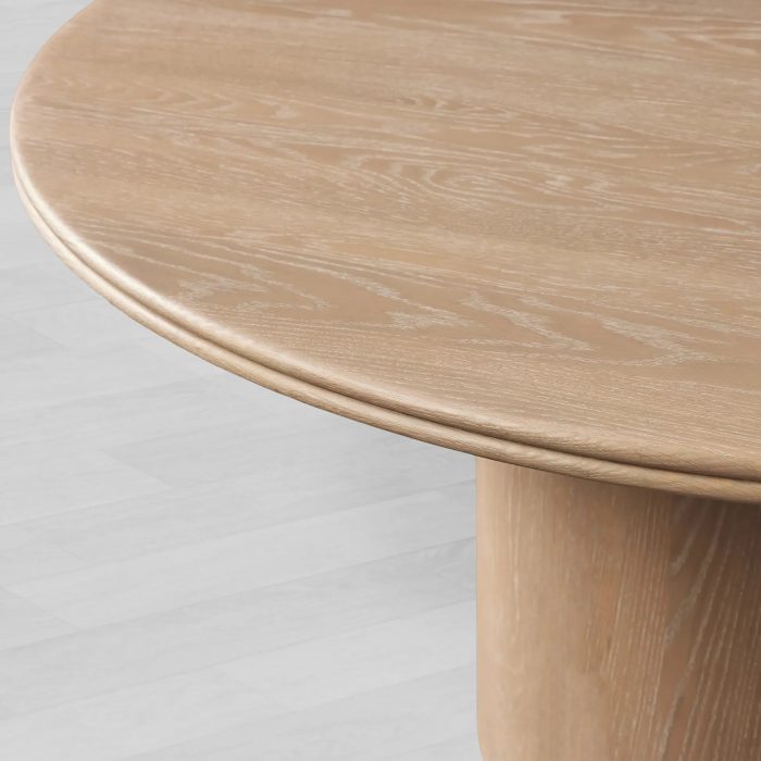 Caden Round Dining Table with Wooden Top Sculptural Base & Antiqued Metal Plinth - Image 2