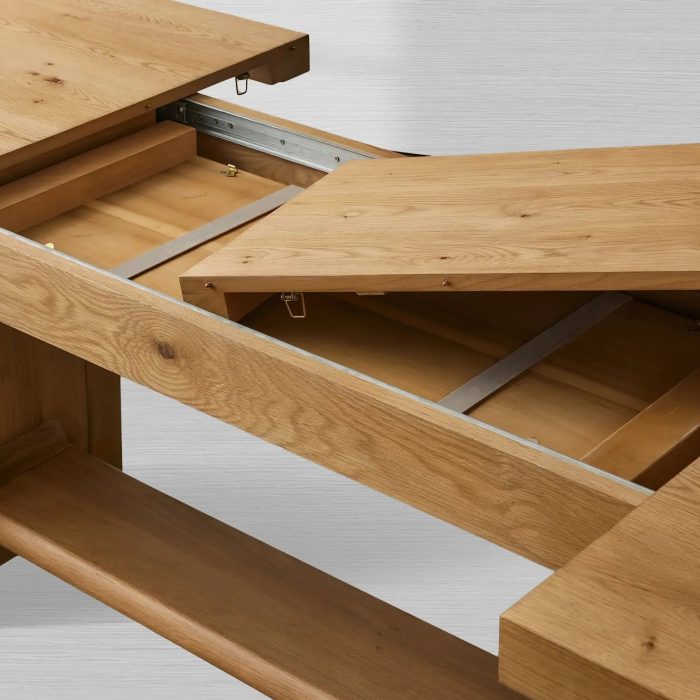 Redding Extending Dining Table with Solid Oak Wood & Two Self-Storing Leaves - Image 5