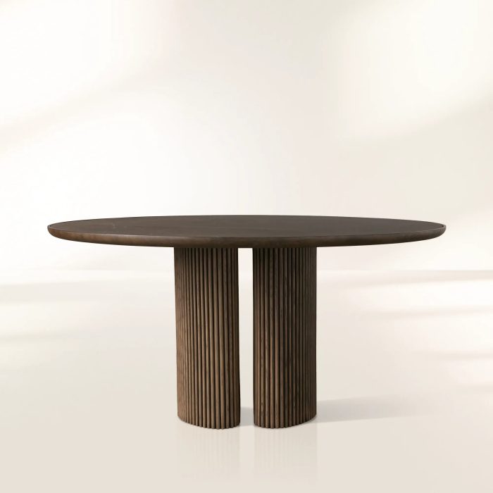 Astor Round Natural Marble Top Dining Table Oak Wood Base - Image 5