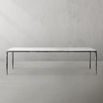 Thaddeus Metal Marble Rectangular Dining Table Hand-Forged Kitchen Table - Image 21