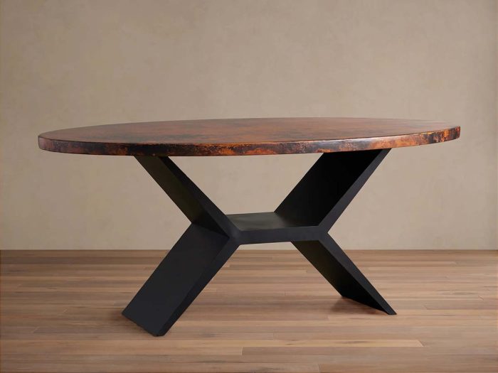 Recycled Metal Dining Table with Vertex Iron Base & One-of-a-Kind Surface - Image 5