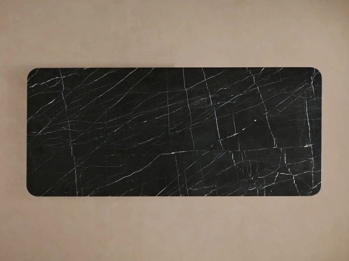 Caden Dining Table with Black Marquina Stone Top American Walnut Wood Base Luxury Style - Image 5