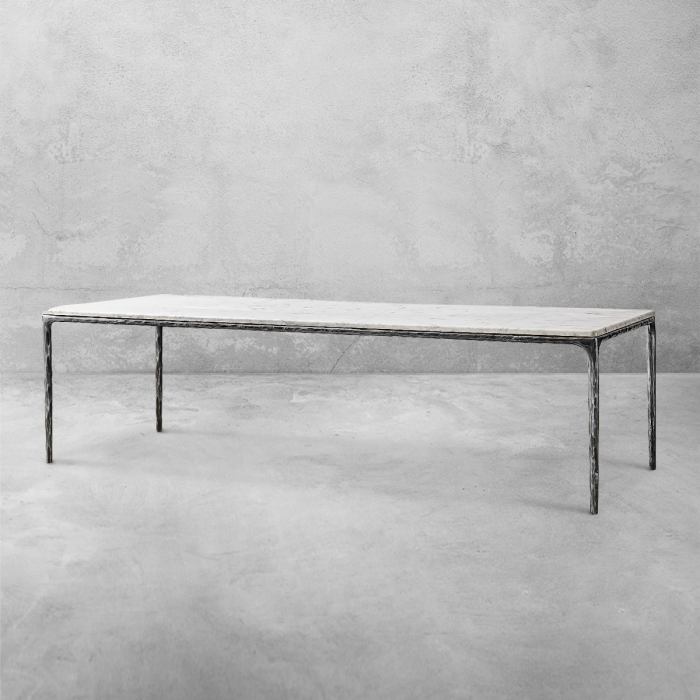 Thaddeus Metal Marble Rectangular Dining Table Hand-Forged Kitchen Table - Image 24