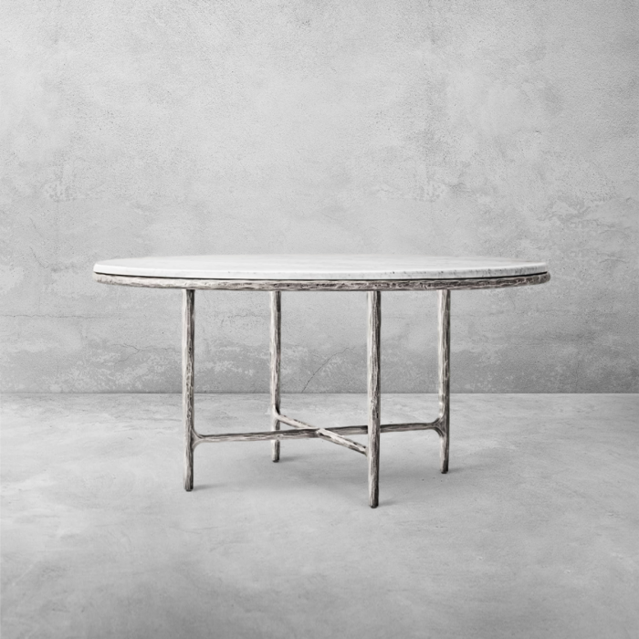 Thaddeus Metal Marble Round Dining Table Hand-Forged Kitchen Table - Image 23