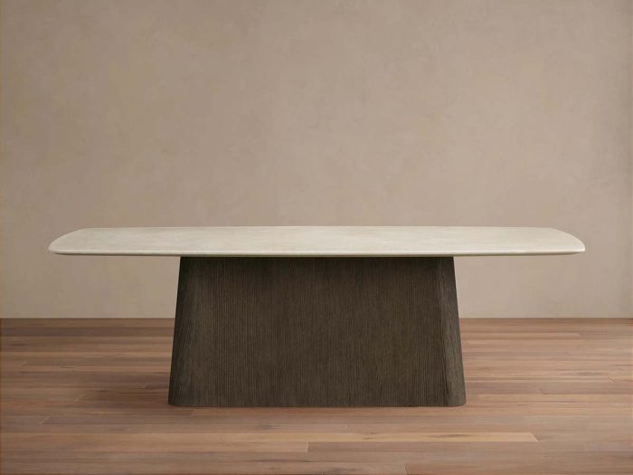 Saint Germain Stone Dining Table with Natural Stone Marble Wood Toulouse Base - Image 8