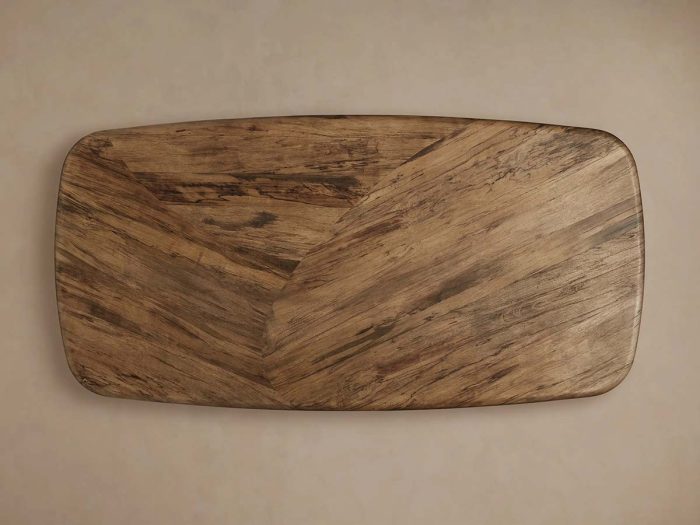 San Rafael Dining Table with Parquetry Top Hand-Aged Natural Primavera Wood - Image 4