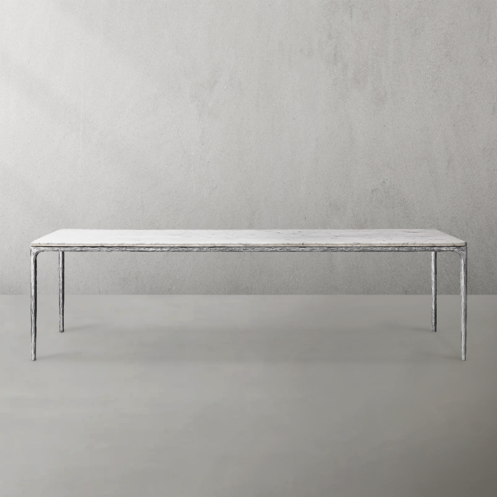 Thaddeus Metal Marble Rectangular Dining Table Hand-Forged Kitchen Table - Image 16