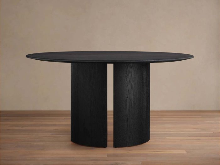 Saint Germain Round Wood Dining Table with Solid Oak & Oak Veneers Wood Dauphine Base - Image 8