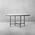 Thaddeus Metal Marble Round Dining Table Hand-Forged Kitchen Table - Image 7