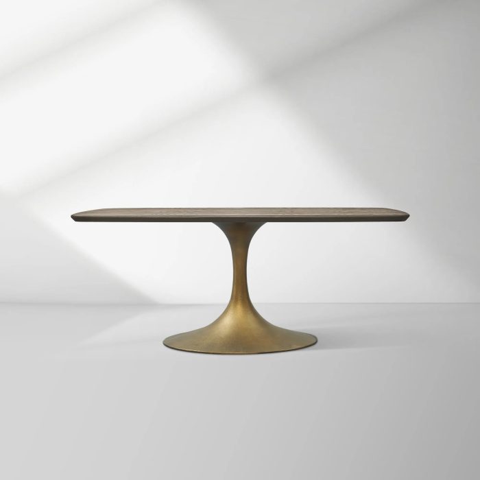 Aero Saint Germain Solid Oak Top Dining Table Tulip Rectangular Dining Table with Launette Base - Image 42