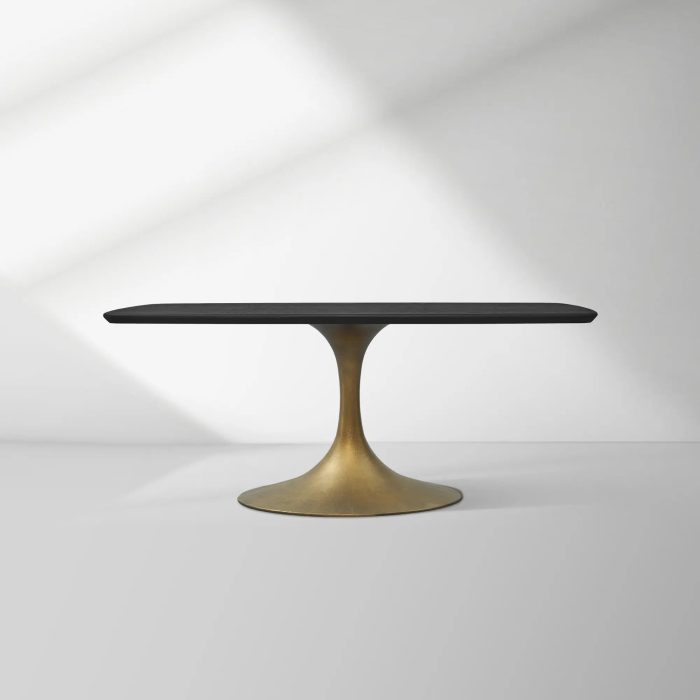 Aero Saint Germain Solid Oak Top Dining Table Tulip Rectangular Dining Table with Launette Base - Image 37