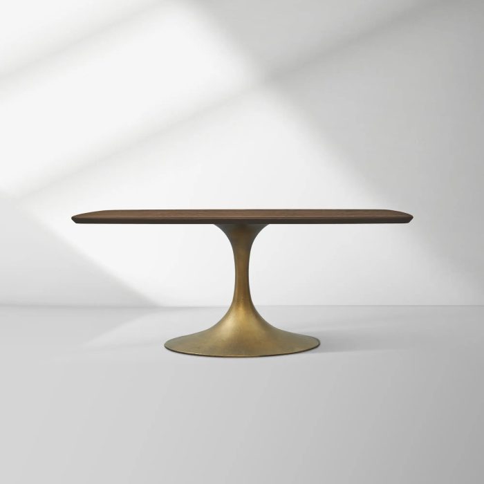 Aero Saint Germain Solid Oak Top Dining Table Tulip Rectangular Dining Table with Launette Base - Image 39