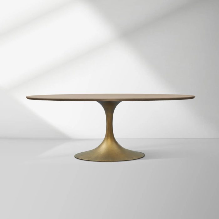 Aero Oval Solid Wood Dining Table Tulip Round Dining Table with Cast Steel Base - Image 9