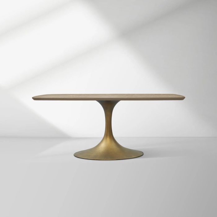Aero Saint Germain Solid Oak Top Dining Table Tulip Rectangular Dining Table with Launette Base - Image 43