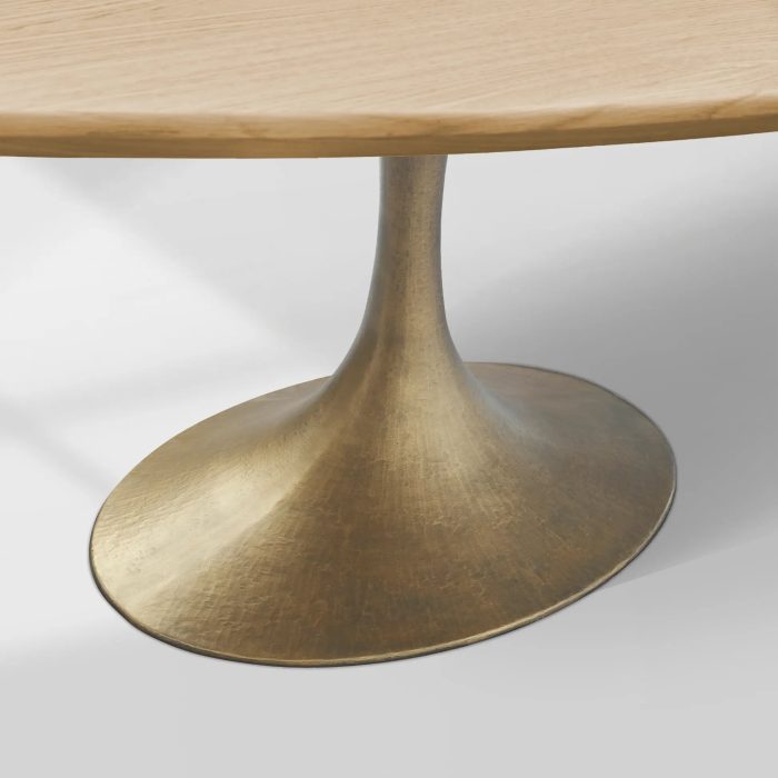 Aero Oval Solid Wood Dining Table Tulip Round Dining Table with Cast Steel Base - Image 2