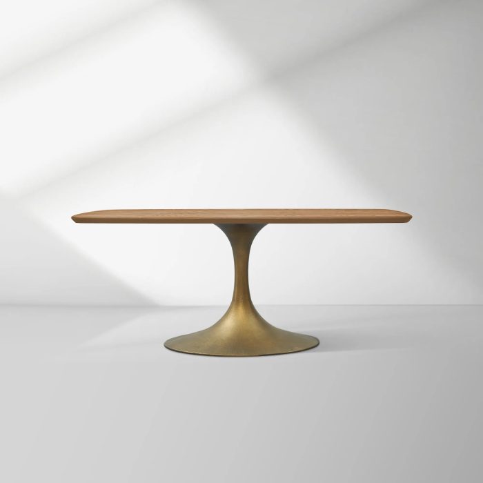 Aero Saint Germain Solid Oak Top Dining Table Tulip Rectangular Dining Table with Launette Base - Image 40