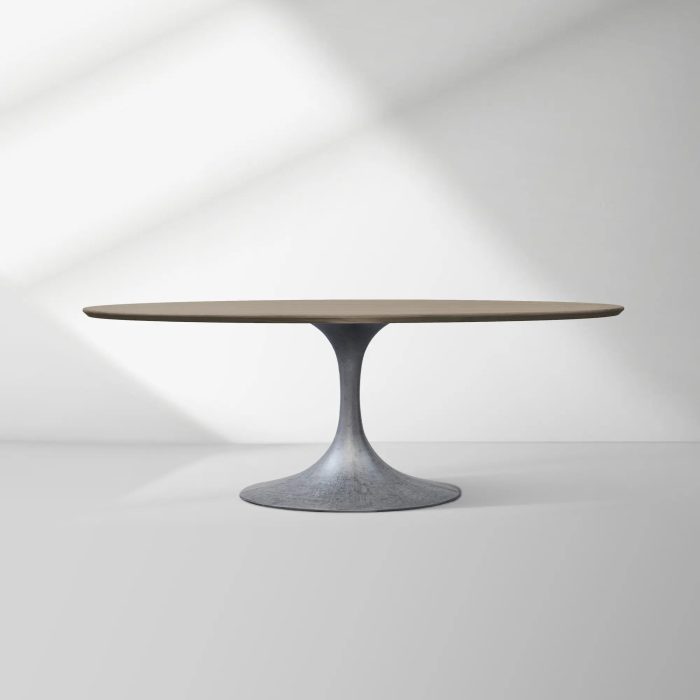 Aero Oval Solid Wood Dining Table Tulip Round Dining Table with Cast Steel Base - Image 27