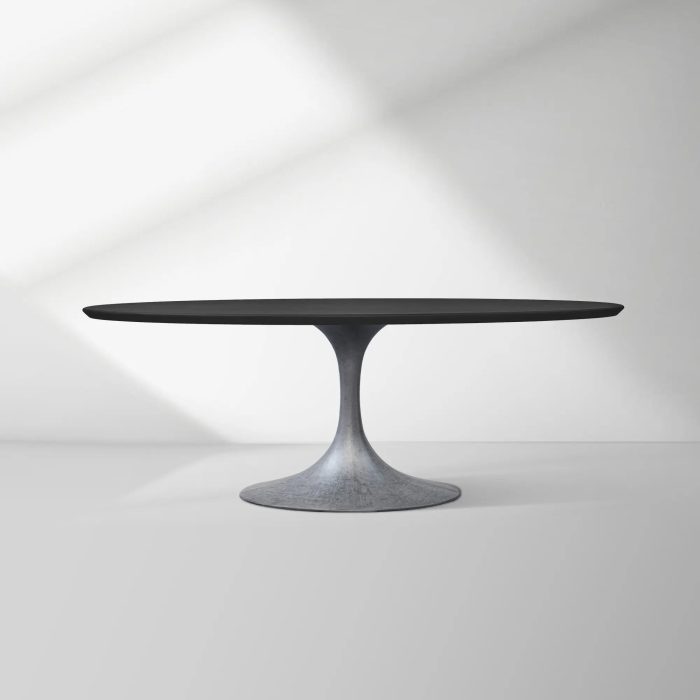 Aero Oval Solid Wood Dining Table Tulip Round Dining Table with Cast Steel Base - Image 21