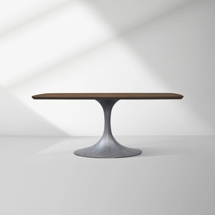 Aero Saint Germain Solid Oak Top Dining Table Tulip Rectangular Dining Table with Launette Base - Image 31