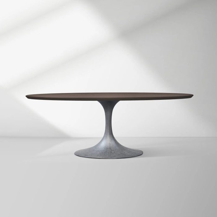 Aero Oval Solid Wood Dining Table Tulip Round Dining Table with Cast Steel Base - Image 22