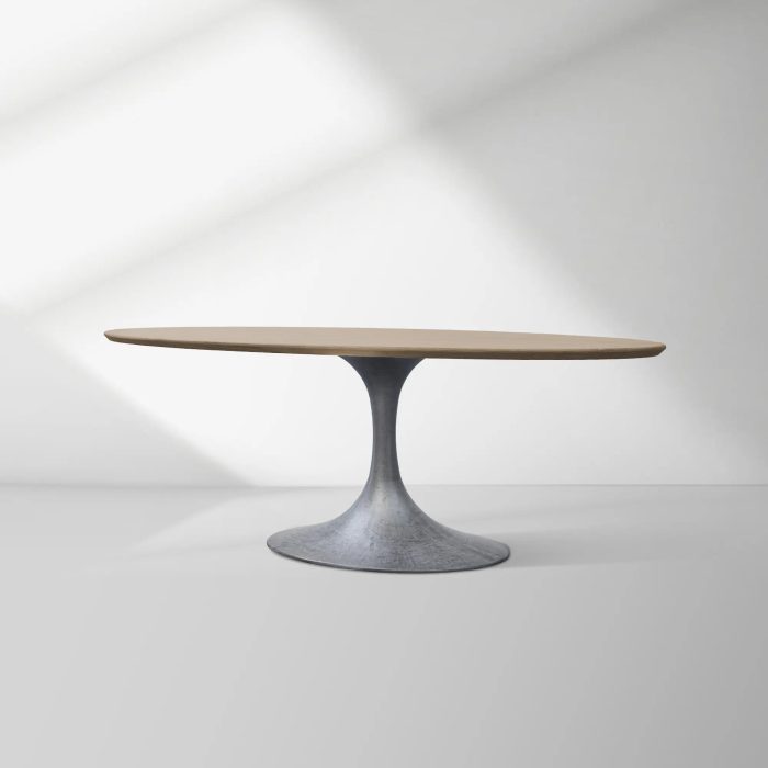 Aero Oval Solid Wood Dining Table Tulip Round Dining Table with Cast Steel Base - Image 19