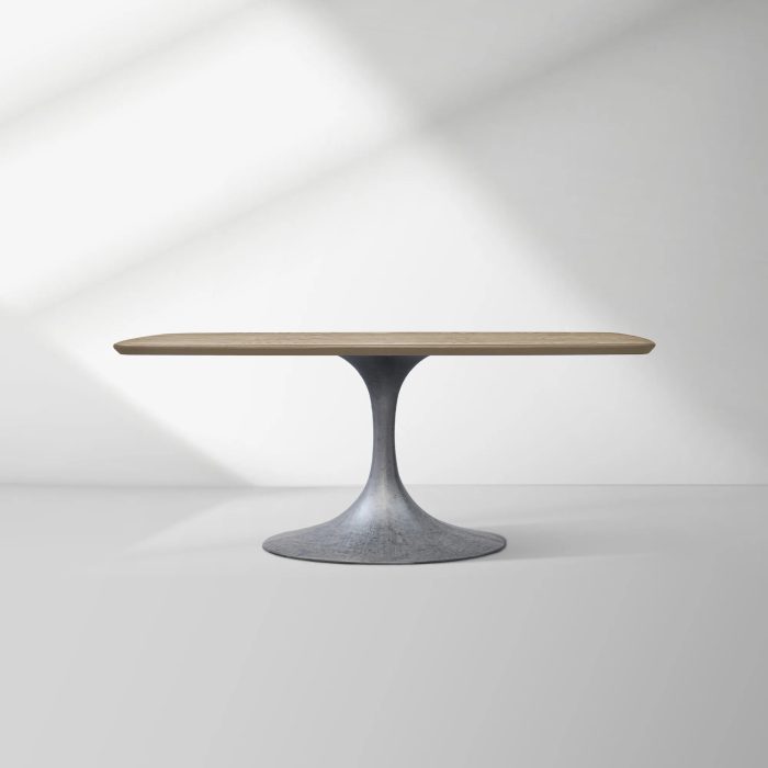 Aero Saint Germain Solid Oak Top Dining Table Tulip Rectangular Dining Table with Launette Base - Image 36