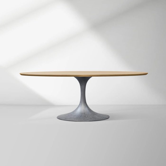 Aero Oval Solid Wood Dining Table Tulip Round Dining Table with Cast Steel Base - Image 26