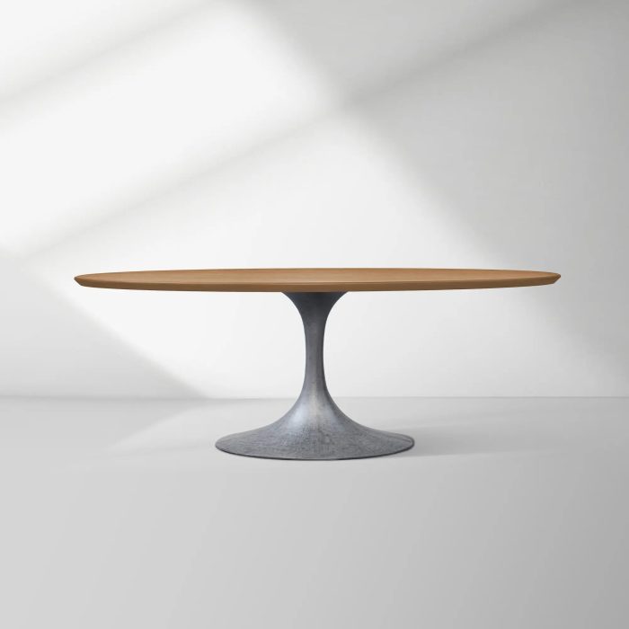 Aero Oval Solid Wood Dining Table Tulip Round Dining Table with Cast Steel Base - Image 25
