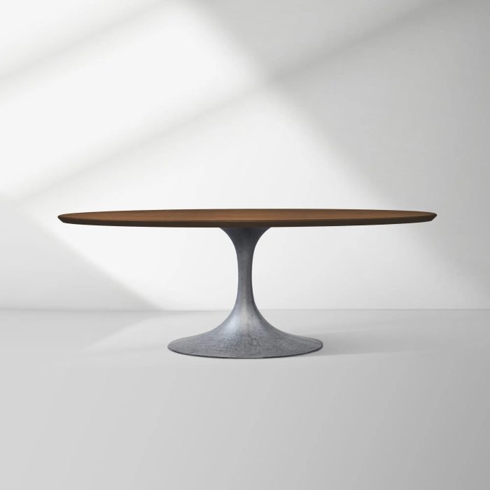 Aero Oval Solid Wood Dining Table Tulip Round Dining Table with Cast Steel Base - Image 24