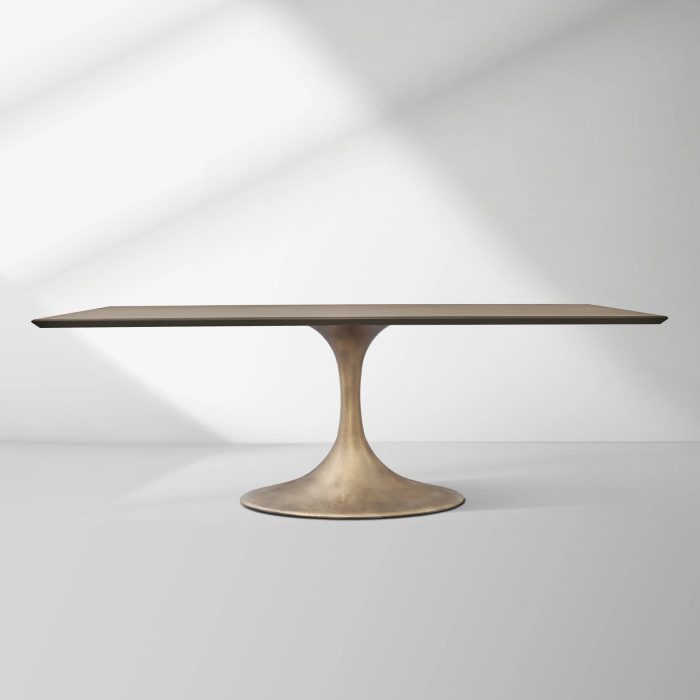 Aero Solid Wood Top Dining Table Tulip Rectangular Dining Table with Cast Steel Pedestal Base - Image 37