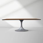 Aero Solid Wood Top Dining Table Tulip Rectangular Dining Table with Cast Steel Pedestal Base - Image 20
