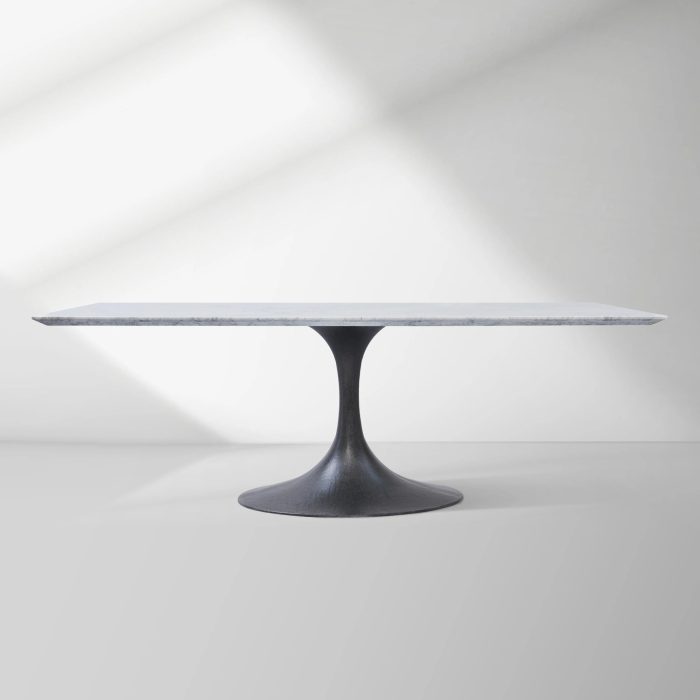 Aero Marble Stone Top Dining Table Tulip Rectangular Dining Table with Cast Steel Pedestal Base - Image 10