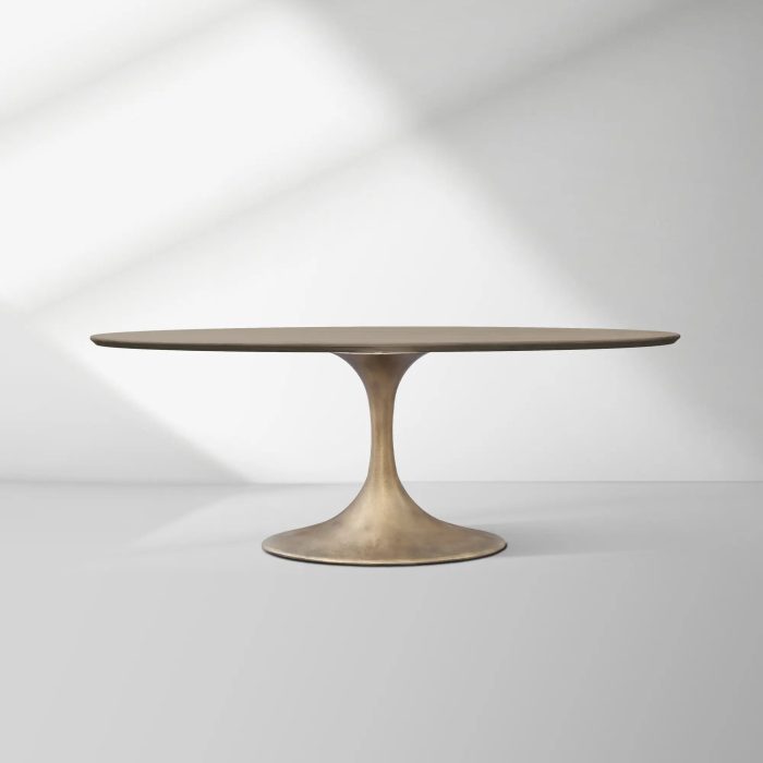 Aero Oval Solid Wood Dining Table Tulip Round Dining Table with Cast Steel Base - Image 16