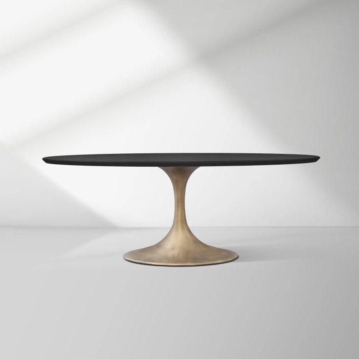 Aero Oval Solid Wood Dining Table Tulip Round Dining Table with Cast Steel Base - Image 10
