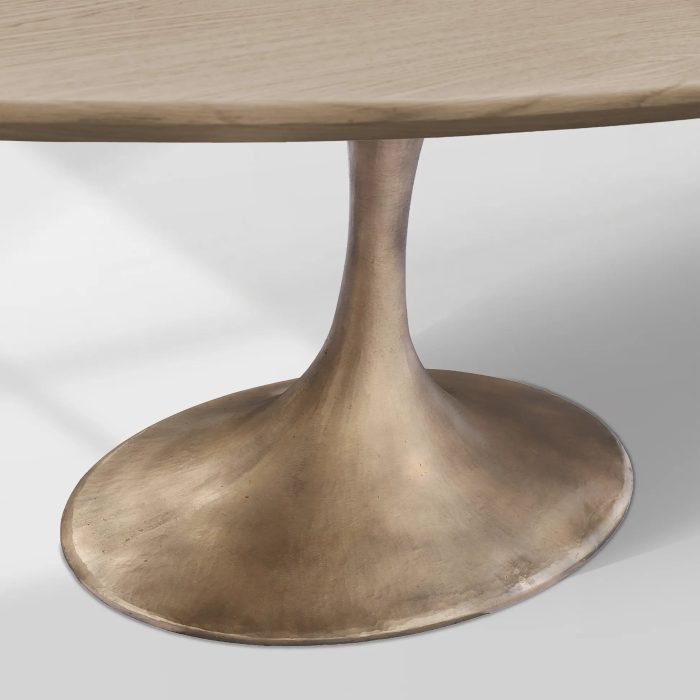 Aero Oval Solid Wood Dining Table Tulip Round Dining Table with Cast Steel Base - Image 18