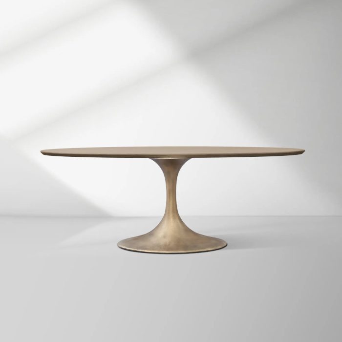 Aero Oval Solid Wood Dining Table Tulip Round Dining Table with Cast Steel Base - Image 17