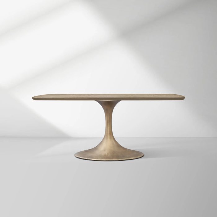 Aero Saint Germain Solid Oak Top Dining Table Tulip Rectangular Dining Table with Launette Base - Image 50