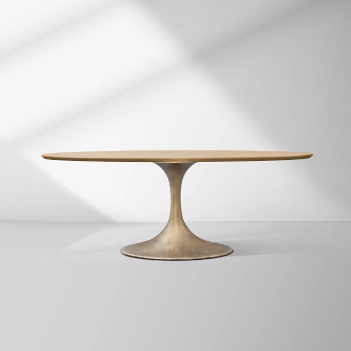 Aero Oval Solid Wood Dining Table Tulip Round Dining Table with Cast Steel Base - Image 15